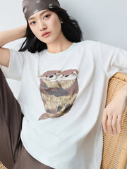 Women's Loose-Fit Cartoon Graphic T-Shirt