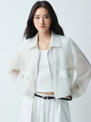 Women's Lightweight Cropped Jacket with Drawstring Hem