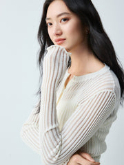 Women's Cropped Linen-Blend Knit Cardigan