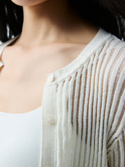 Women's Cropped Linen-Blend Knit Cardigan