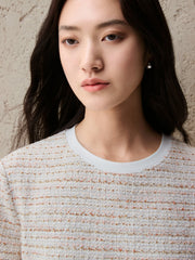 Women's Elegant Crewneck Tweed-Inspired T-Shirt