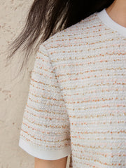 Women's Elegant Crewneck Tweed-Inspired T-Shirt
