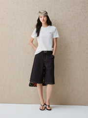 Women's Elegant Crewneck Tweed-Inspired T-Shirt