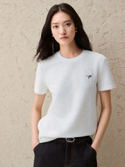 Women's Elegant Crewneck Tweed-Inspired T-Shirt