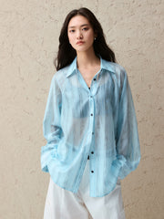 Women's Lightweight Lyocell-Blend Vertical Stripe Shirt