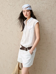 Women's Lyocell-Blend Striped Sleeveless Shirt