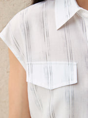 Women's Lyocell-Blend Striped Sleeveless Shirt