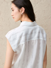Women's Lyocell-Blend Striped Sleeveless Shirt
