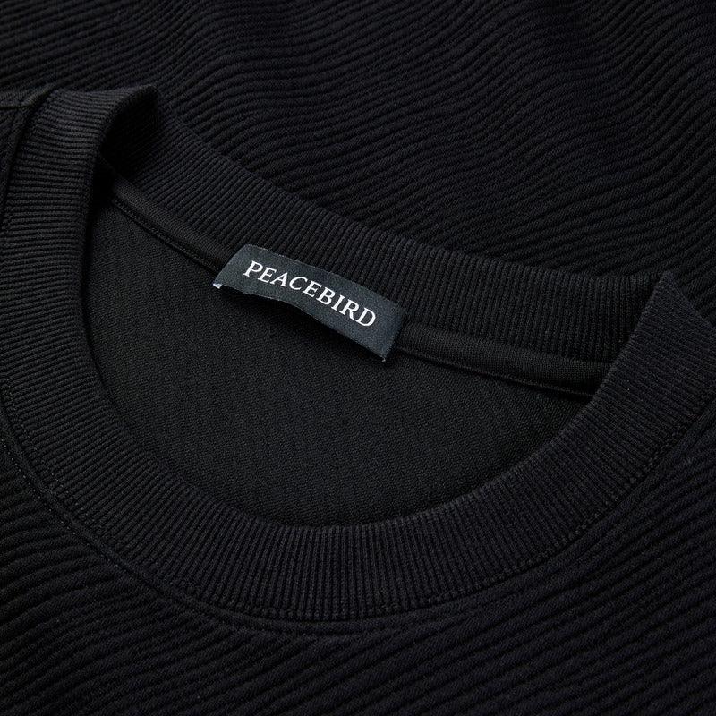 Men's Black Twill Jacquard Breathable Sweatshirt