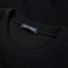 Men's Black Twill Jacquard Breathable Sweatshirt