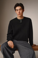 Men's Layered-Look Henley Knit Sweater