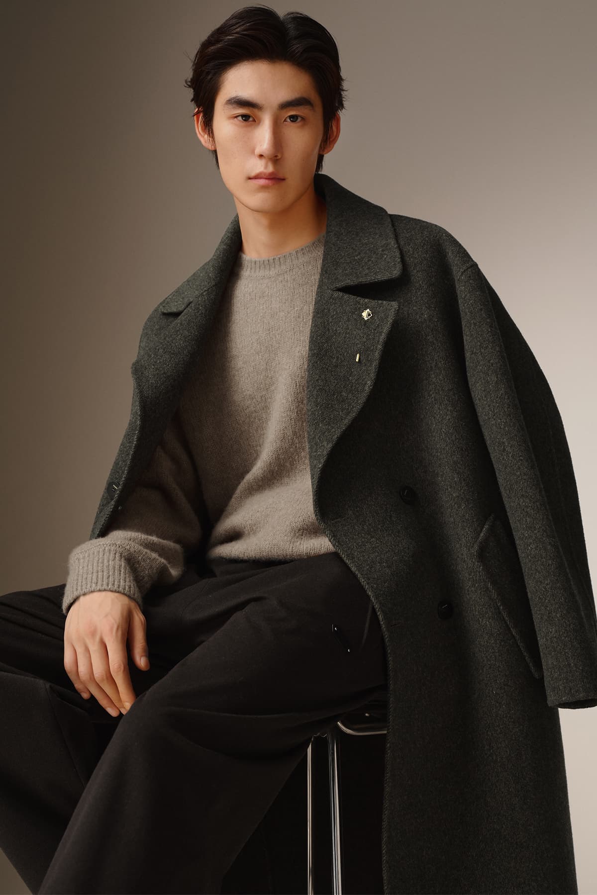 Men's Double-Breasted Alpaca Blend Coat