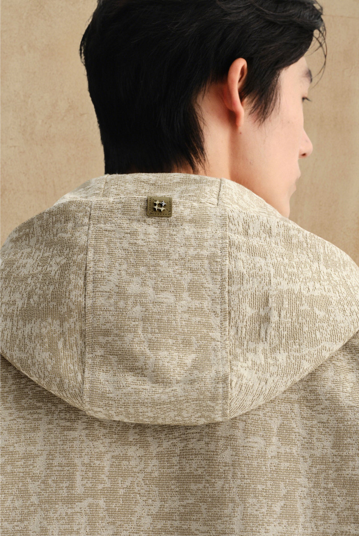 Men's Tweed-Texture Hooded Jacket