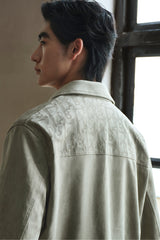 Men's Faux Suede Textured Jacquard Jacket