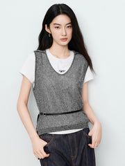 Women's Casual Detachable-Sleeve Knit Top