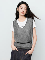 Women's Casual Detachable-Sleeve Knit Top