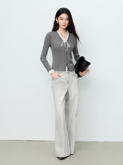 Women's Casual Light Grey High-Rise Straight-Leg Jeans