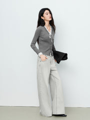 Women's Casual Lustrous Convertible Knit Cardigan