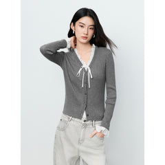 Women's Casual Lustrous Convertible Knit Cardigan