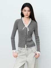 Women's Casual Lustrous Convertible Knit Cardigan