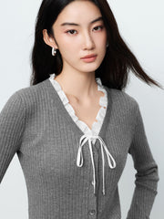 Women's Casual Lustrous Convertible Knit Cardigan