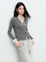 Women's Casual Lustrous Convertible Knit Cardigan