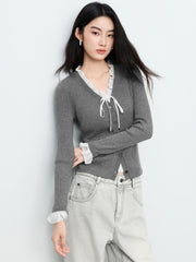 Women's Casual Lustrous Convertible Knit Cardigan