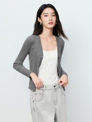 Women's Casual Lustrous Convertible Knit Cardigan