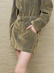 Women's Casual Grey-Green Denim Skirt