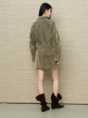 Women's Casual Grey-Green Denim Skirt