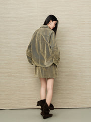 Women's Casual Grey-Green Denim Skirt