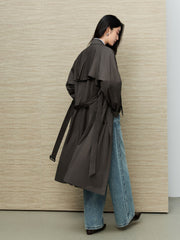 Women's Commuter Double-Breasted Long Trench Coat