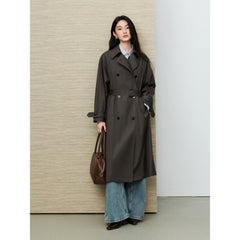 Women's Commuter Double-Breasted Long Trench Coat
