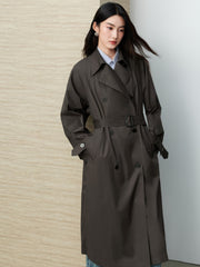 Women's Commuter Double-Breasted Long Trench Coat