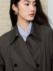 Women's Commuter Double-Breasted Long Trench Coat