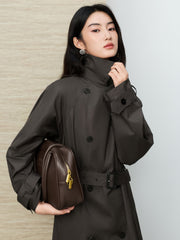 Women's Commuter Double-Breasted Long Trench Coat