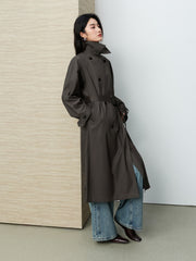 Women's Commuter Double-Breasted Long Trench Coat