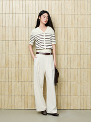 Women's Commuter White Curved-Leg Pants