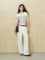Women's Commuter White Curved-Leg Pants
