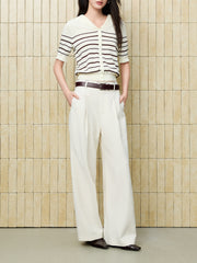 Women's Commuter White Curved-Leg Pants