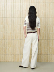 Women's Commuter White Curved-Leg Pants
