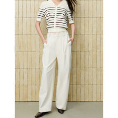 Women's Commuter White Curved-Leg Pants