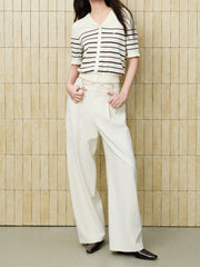 Women's Commuter White Curved-Leg Pants