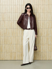 Women's Commuter White Curved-Leg Pants