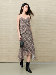 Women's Boho Girl Plaid Skirt Set