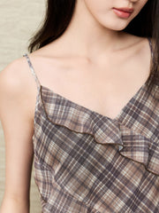 Women's Boho Girl Plaid Skirt Set
