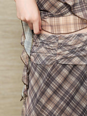 Women's Boho Girl Plaid Skirt Set