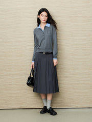 Women's French-style faux-layer knit sweater
