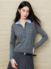 Women's French-style faux-layer knit sweater