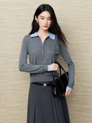 Women's French-style faux-layer knit sweater